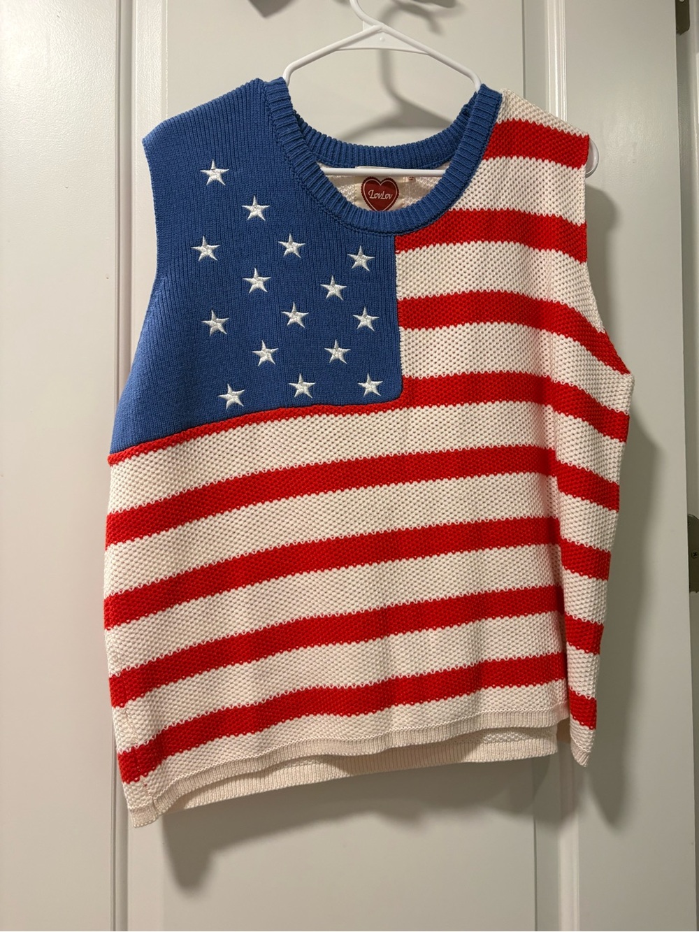 Sleeveless American Flag Knit Sweater Vest - Red, White & Blue Shop Stevie